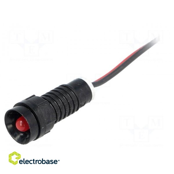 Indicator: LED | recessed | red | 220VDC | Ø11mm | IP40 | leads 300mm