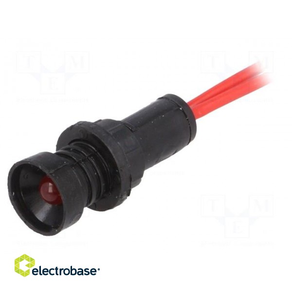 Indicator: LED | recessed | red | 230VAC | Ø10mm | IP20 | leads 300mm