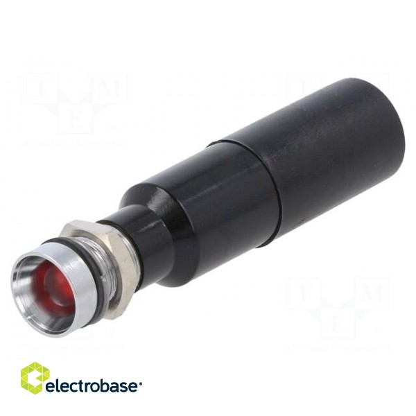 Indicator: LED | recessed | red | 230VAC | Ø8mm | IP67 | metal,plastic paveikslėlis 1