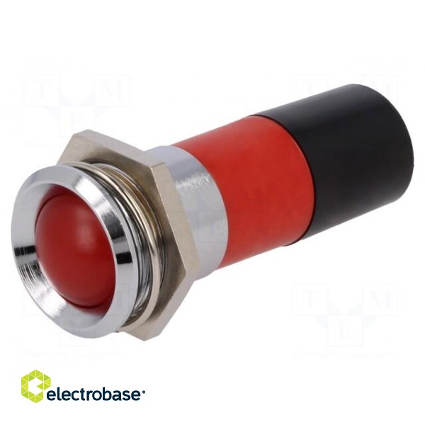 Indicator: LED | recessed | red | 230VDC | 230VAC | Ø22.2mm | IP67 | metal image 1
