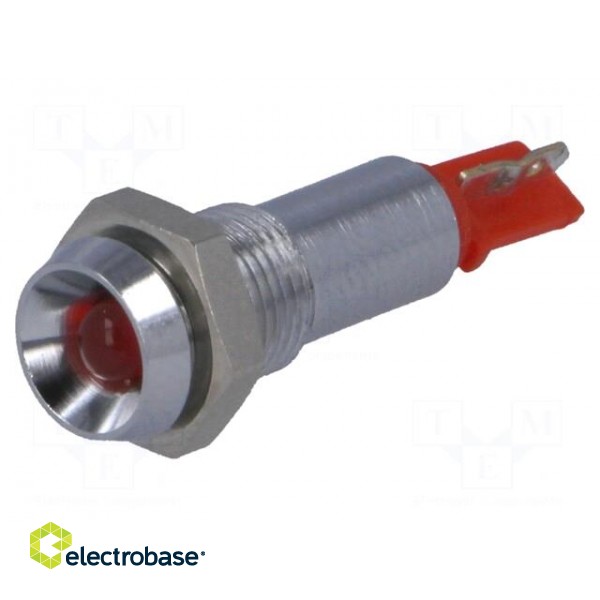 Indicator: LED | recessed | red | 24÷28VDC | Ø6.2mm | IP67 | metal image 1