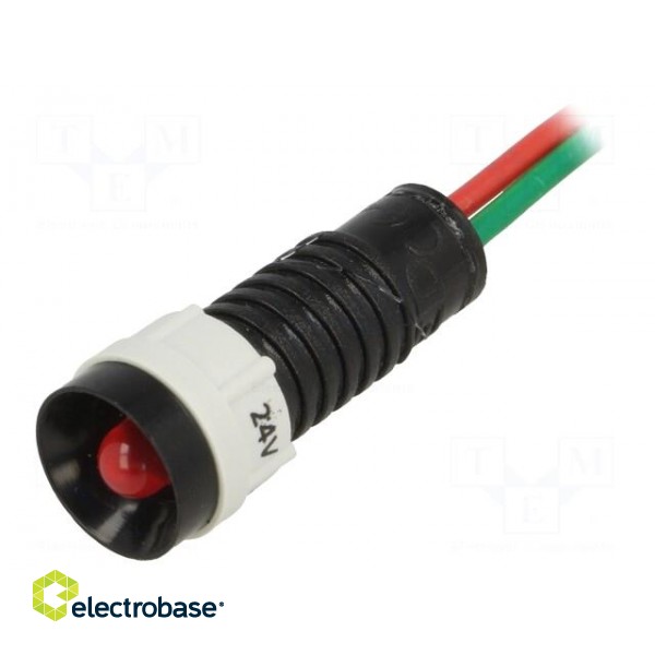 Indicator: LED | recessed | red | 24VDC | 24VAC | Ø11mm | IP40 | plastic