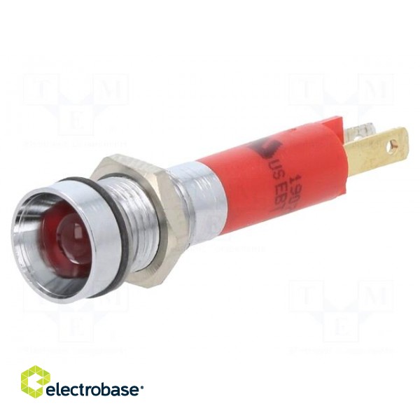 Indicator: LED | recessed | red | 24VDC | Ø8mm | IP67 | metal,plastic image 1
