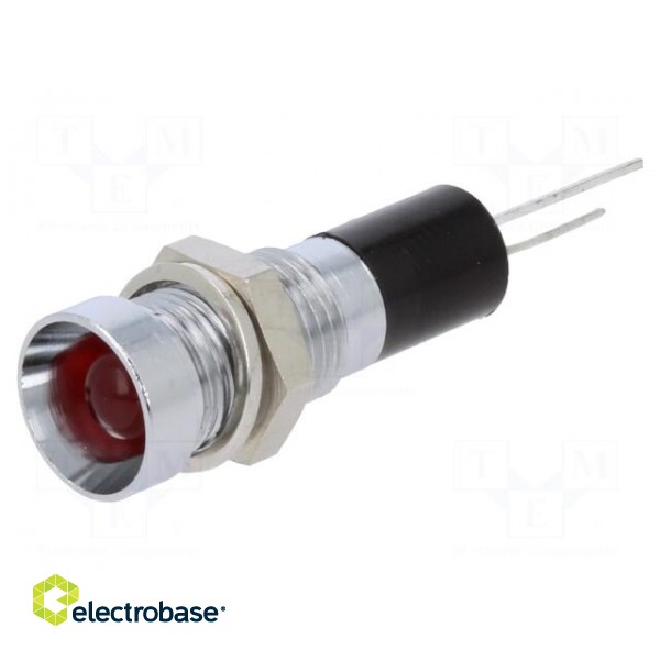 Indicator: LED | recessed | 24VDC | Cutout: Ø8mm | for PCB | brass фото 1
