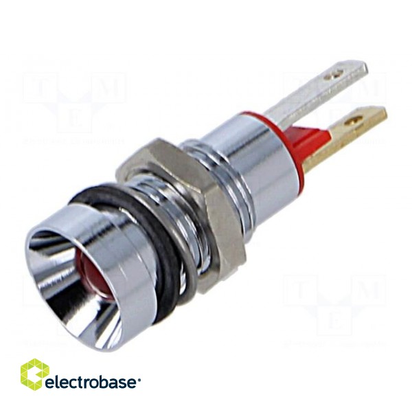 Indicator: LED | recessed | red | 2VDC | Ø8mm | connectors 2,8x0,8mm