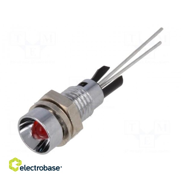Indicator: LED | recessed | red | Ø6mm | for PCB | brass | ØLED: 3mm image 1