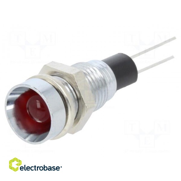 Indicator: LED | recessed | red | Ø8mm | for PCB | brass | ØLED: 5mm image 1
