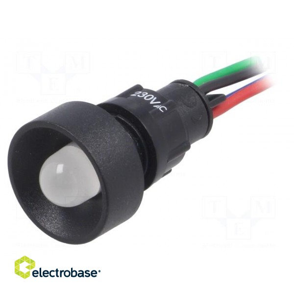 Indicator: LED | recessed | red/green/blue | 230VAC | Ø13mm | IP40