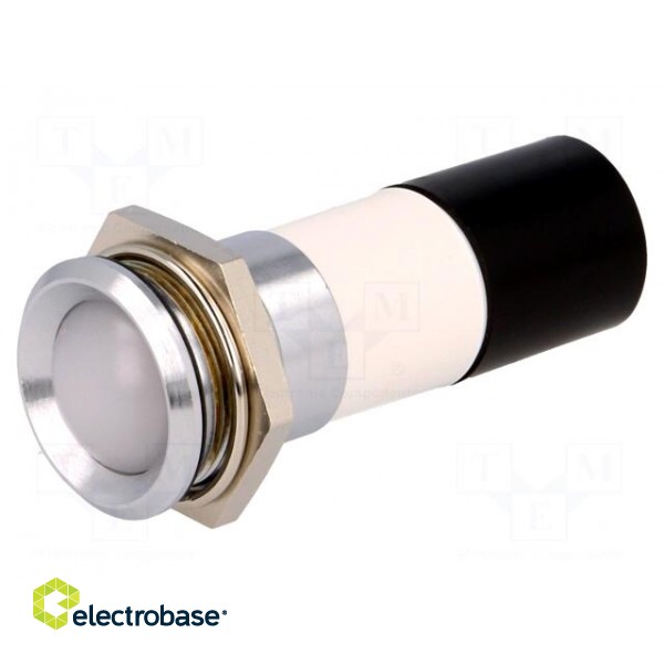 Indicator: LED | recessed | white | 230VDC | 230VAC | Ø22.2mm | IP67 image 1