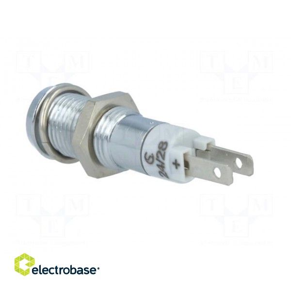 Indicator: LED | recessed | white | 24÷28VDC | Ø8.2mm | IP67 | metal image 4