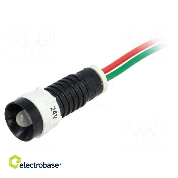 Indicator: LED | recessed | white | 24VDC | 24VAC | Ø11mm | IP40 | plastic