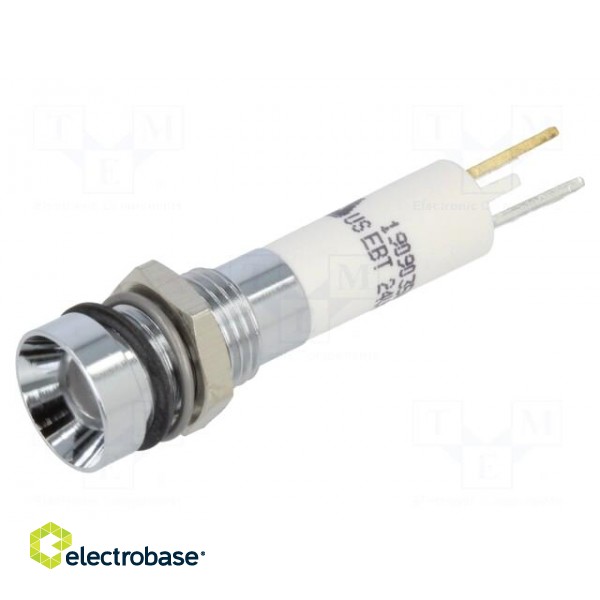 Indicator: LED | recessed | white | 24VDC | 24VAC | Ø8mm | IP67 | ØLED: 5mm