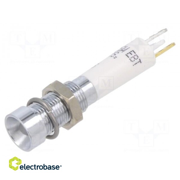 Indicator: LED | recessed | white | 24VDC | Ø6mm | IP40 | metal | ØLED: 3mm