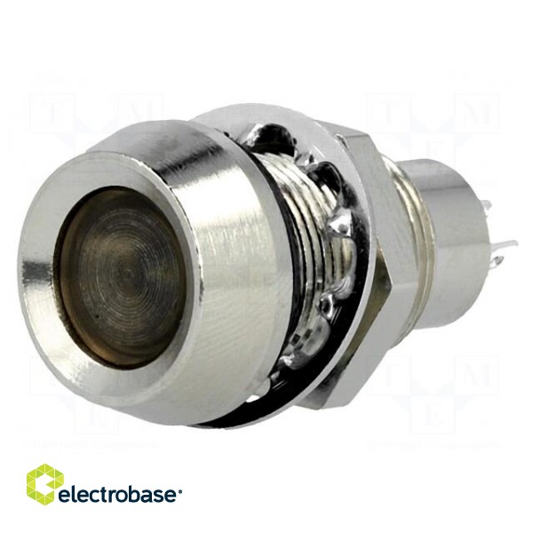 Indicator: LED | recessed | white cold | 24VDC | Ø12.7mm | IP67 | brass image 1
