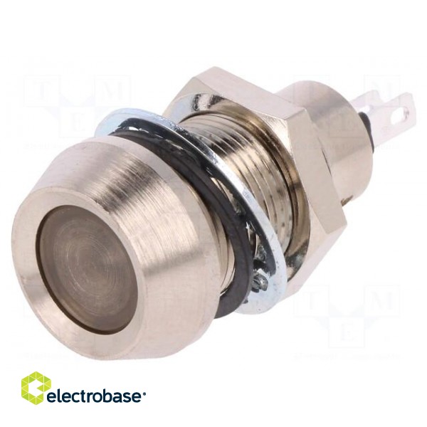 Indicator: LED | recessed | 12VDC | Cutout: Ø12.7mm | IP67 | brass image 1
