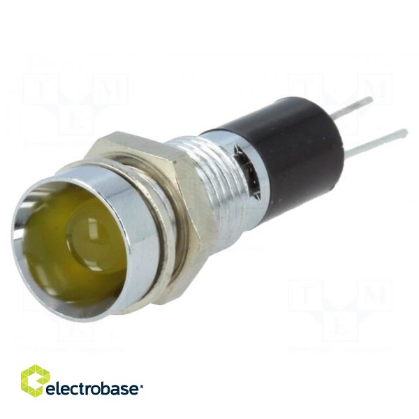 Indicator: LED | recessed | 12VDC | Cutout: Ø8mm | for PCB | brass фото 1