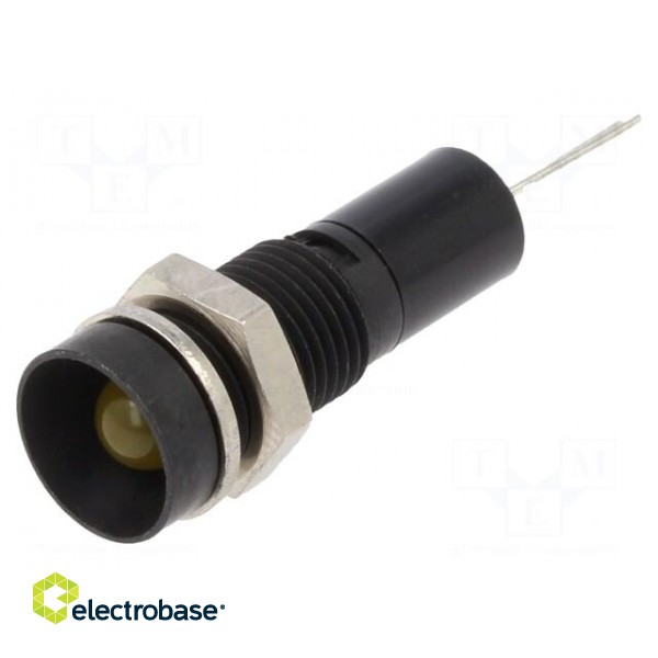 Indicator: LED | recessed | yellow | 12VDC | Ø8mm | for PCB | brass