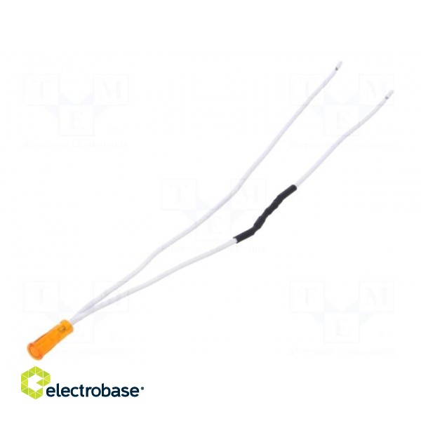 Indicator: LED | recessed | yellow | 220VDC | 220VAC | Ø6mm | leads 260mm