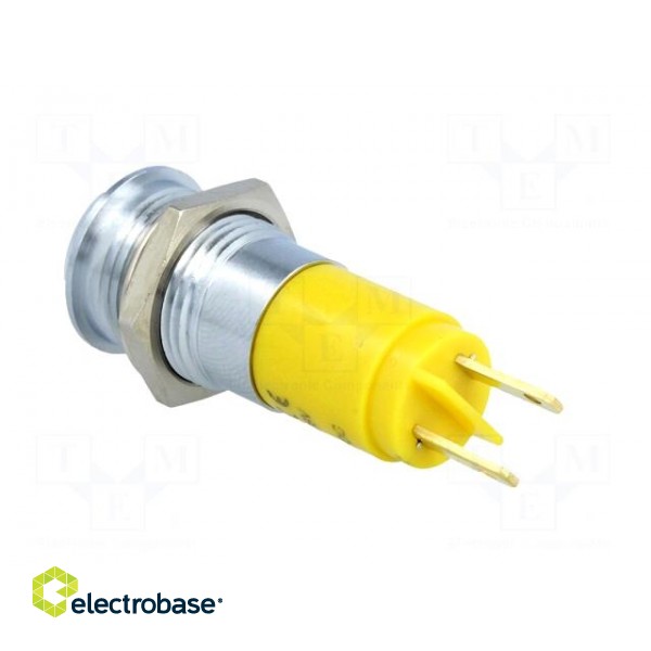 Indicator: LED | recessed | yellow | 24÷28VDC | Ø14.2mm | IP67 | metal image 4