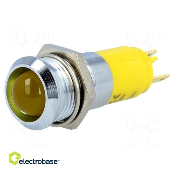 Indicator: LED | recessed | yellow | 24÷28VDC | Ø14.2mm | IP67 | metal image 1