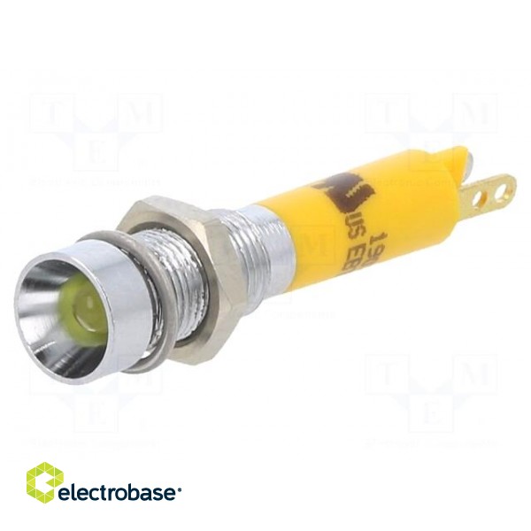 Indicator: LED | recessed | yellow | 24VDC | Ø6mm | IP40 | metal | ØLED: 3mm фото 1
