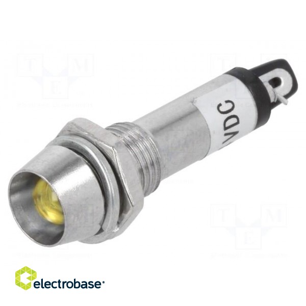 Indicator: LED | recessed | yellow | 24VDC | Ø8.2mm | IP40 | metal image 1