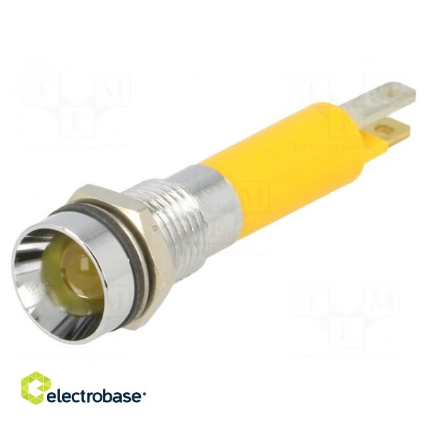 Indicator: LED | recessed | yellow | 24VDC | Ø8mm | IP67 | metal | ØLED: 5mm image 1