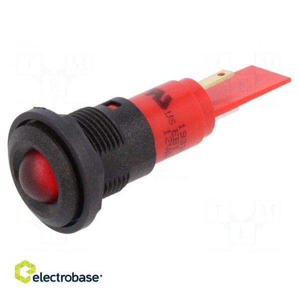 Indicator: LED | prominent | red | 12VDC | 12VAC | Ø16mm | IP67 | plastic image 1