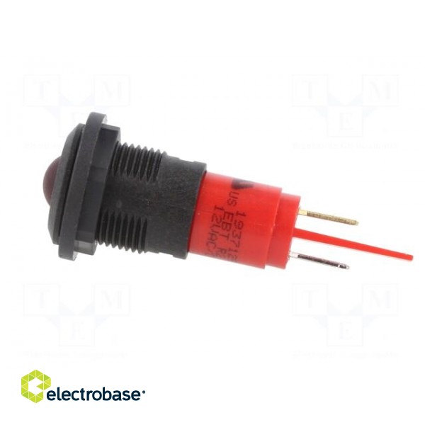 Indicator: LED | prominent | red | 12VDC | 12VAC | Ø16mm | IP67 | plastic фото 3