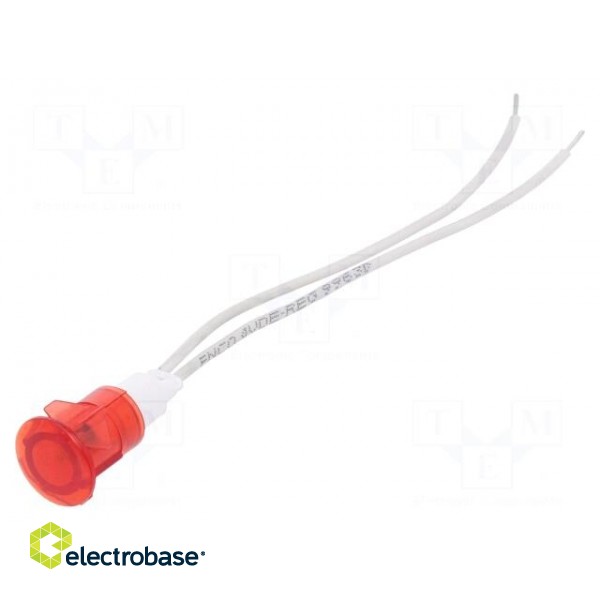 Indicator: with neon lamp | recessed | red | 230VAC | Ø13mm | plastic