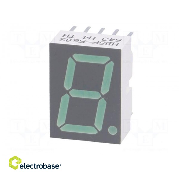 Display: LED | 7-segment | 14.22mm | 0.56" | No.char: 1 | green | cathode paveikslėlis 3