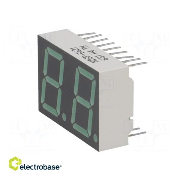 Display: LED | 7-segment | 14.22mm | 0.56" | No.char: 2 | green | anode paveikslėlis 4