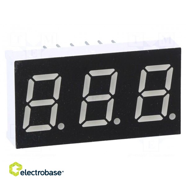 Display: LED | 7-segment | 10.16mm | 0.4" | No.char: 3 | red | 11mcd | anode image 1