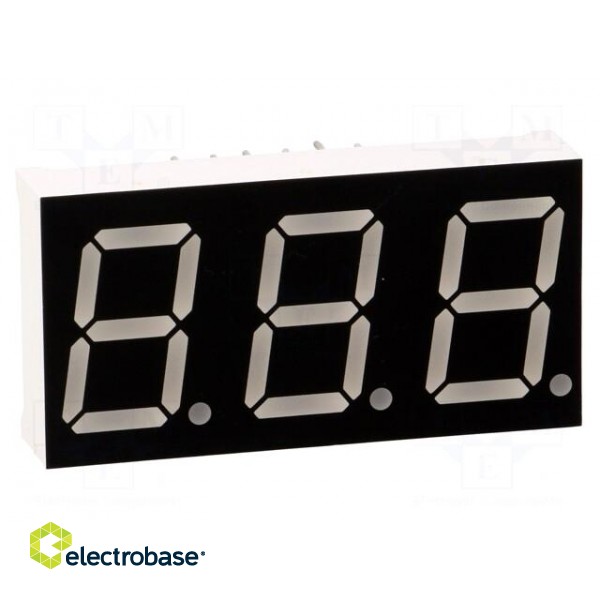 Display: LED | 7-segment | 14.2mm | 0.56" | No.char: 3 | red | 60mcd | anode image 1