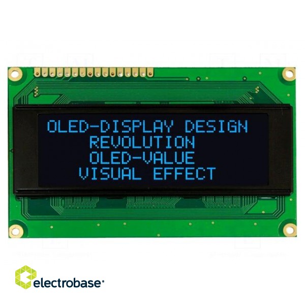 Display: OLED | alphanumeric | 20x4 | Dim: 98x60x10mm | blue | PIN: 16