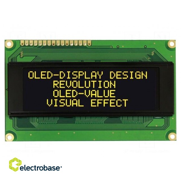 Display: OLED | alphanumeric | 20x4 | Dim: 98x60x10mm | yellow | PIN: 16