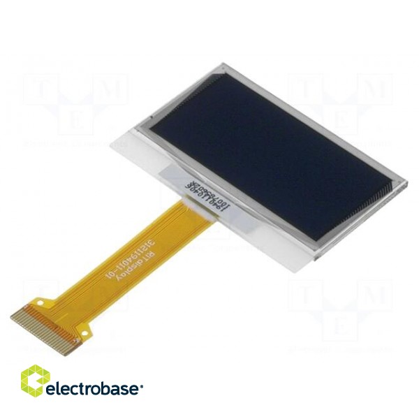 Display: OLED | graphical | 1.6" | 128x64 | Dim: 41.9x28x1.6mm | yellow