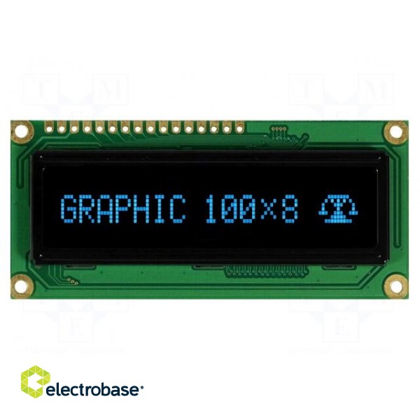 Display: OLED | graphical | 100x8 | Window dimensions: 66x16mm | blue image 2