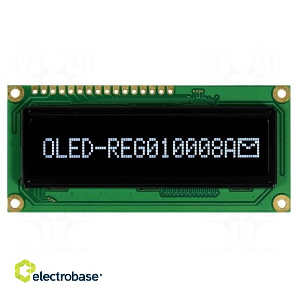 Display: OLED | graphical | 100x8 | Dim: 80x36x10mm | white | PIN: 16 image 2