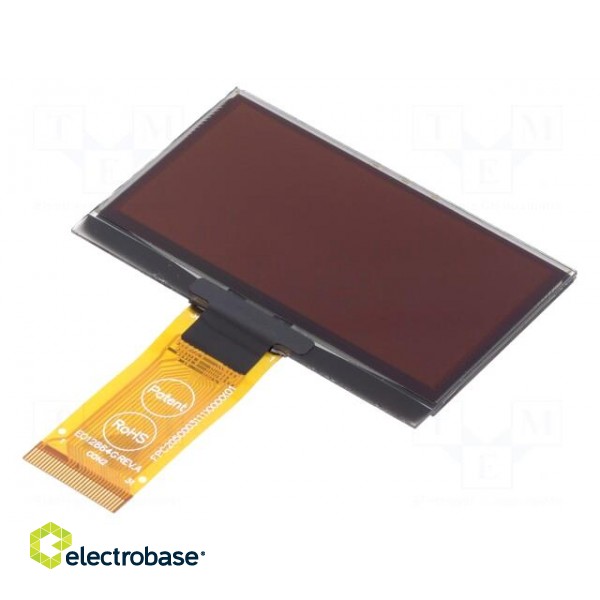Display: OLED | graphical | 2.4" | 128x64 | Dim: 60.5x37x2.15mm | yellow