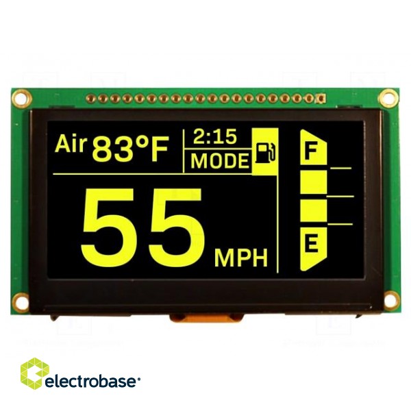 Display: OLED | graphical | 2.7" | 128x64 | Dim: 82x47.5x5.5mm | yellow image 1