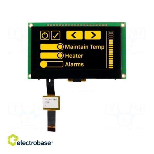 Display: OLED | graphical | 2.7" | 128x64 | Dim: 82x47.5x7.2mm | yellow