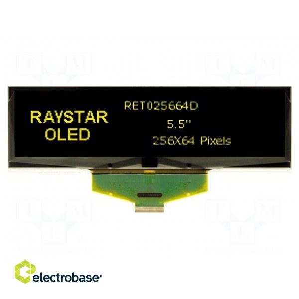 Display: OLED | graphical | 5.5" | 256x64 | Dim: 146x45x2.05mm | yellow image 2