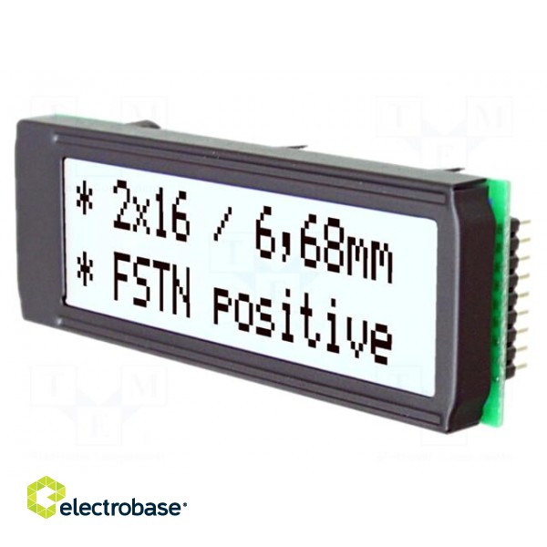 Display: LCD | alphanumeric | FSTN Positive | 16x2 | 68x26.8mm | LED