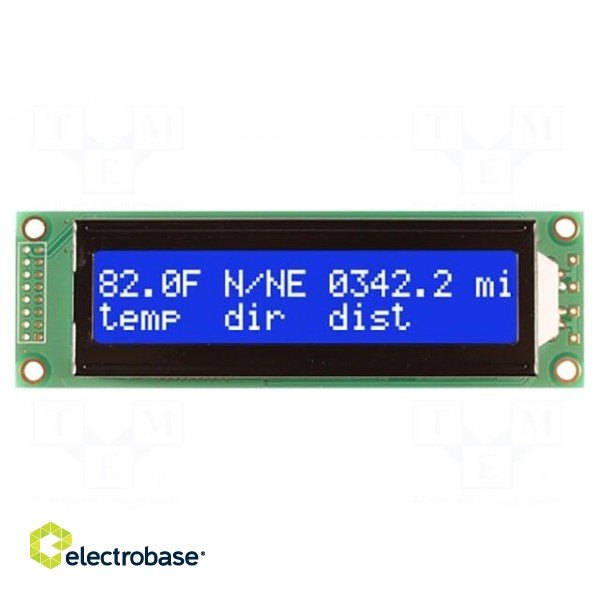 Display: LCD | alphanumeric | STN Negative | 20x2 | blue | LED | PIN: 16