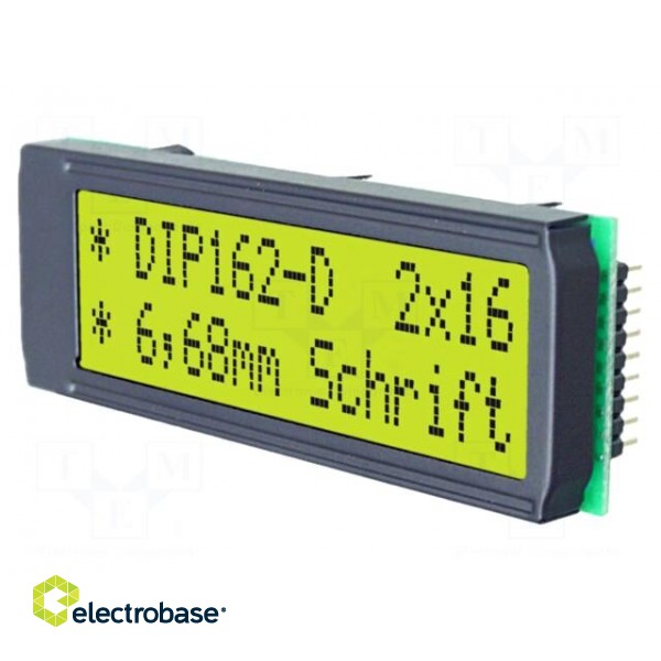 Display: LCD | alphanumeric | STN Positive | 16x2 | 68x26.8mm | LED