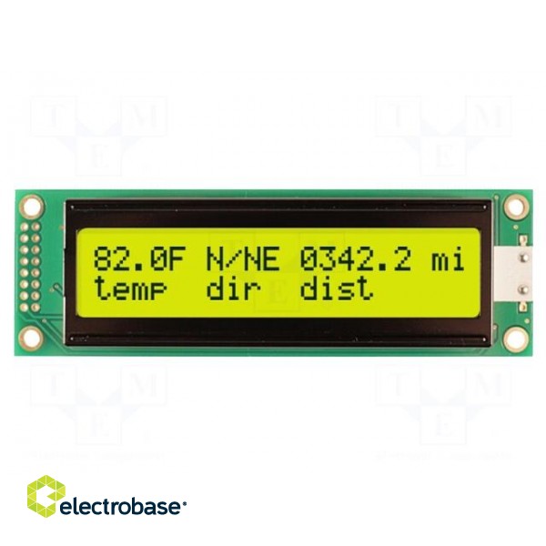 Display: LCD | alphanumeric | STN Positive | 20x2 | yellow-green | LED