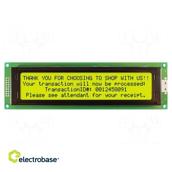 Display: LCD | alphanumeric | STN Positive | 40x4 | yellow-green | LED