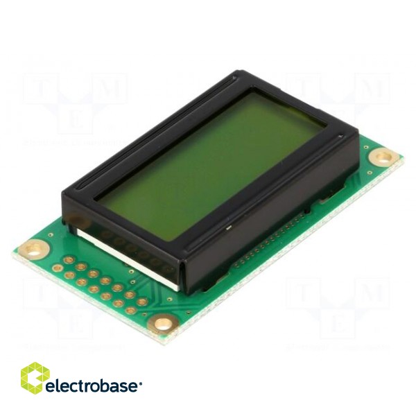 Display: LCD | alphanumeric | STN Positive | 8x2 | yellow-green | LED paveikslėlis 1