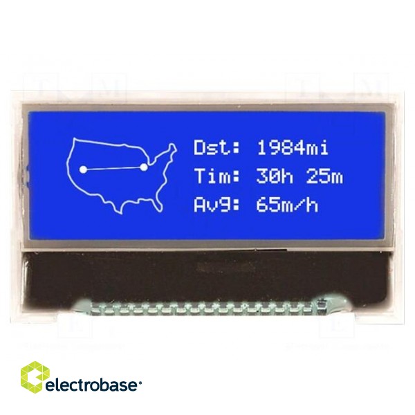 Display: LCD | graphical | 128x32 | COG,STN Negative | blue | LED | 3VDC